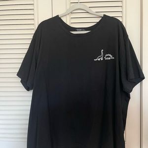 Plus Size Black Tee with Dino Detail on Chest